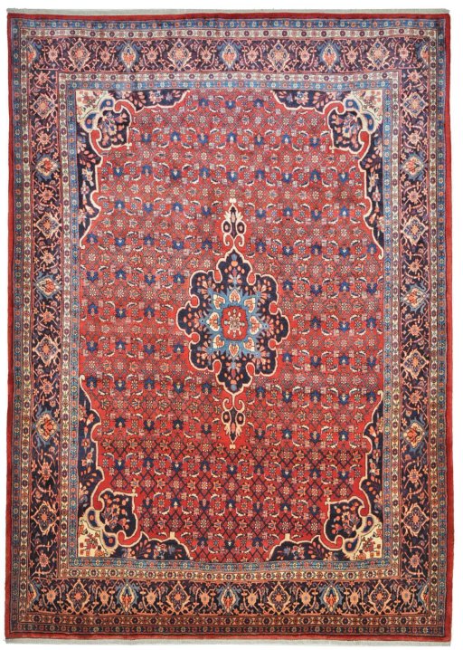 Full view of 2000s Bijar rug from Iran / Persia, 310 × 222 cm in Red tones