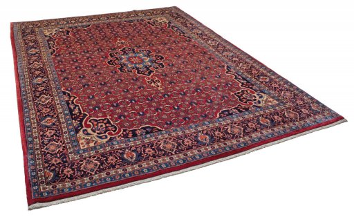 Corner detail of 2000s Bijar rug showing border pattern and Wool pile