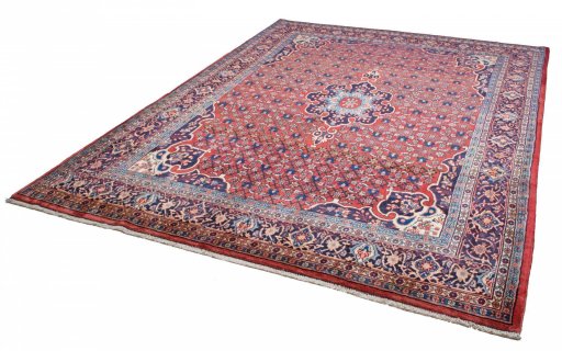 Close-up detail of 2000s Bijar rug from Iran / Persia showing Wool weave