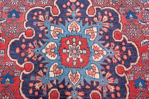 Surface texture of 2000s Bijar rug with natural Wool and intricate pattern