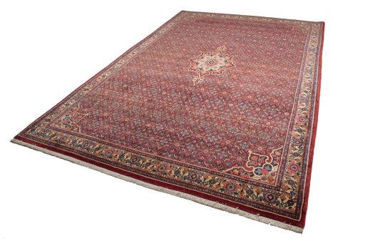 Close-up detail of 1950s Bijar rug from Iran / Persia showing Cork weave