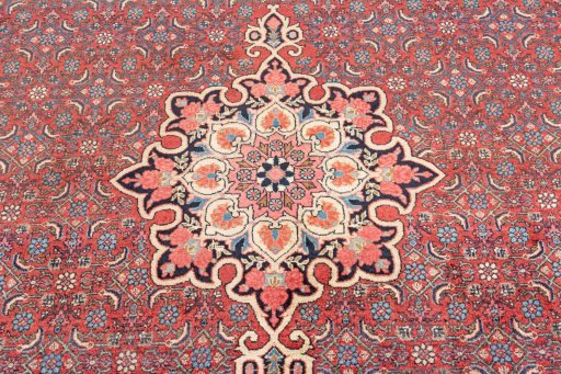 Surface texture of 1950s Bijar rug with natural Cork and intricate pattern