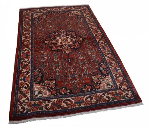 Corner detail of 2000s Bijar rug showing border pattern and Wool pile