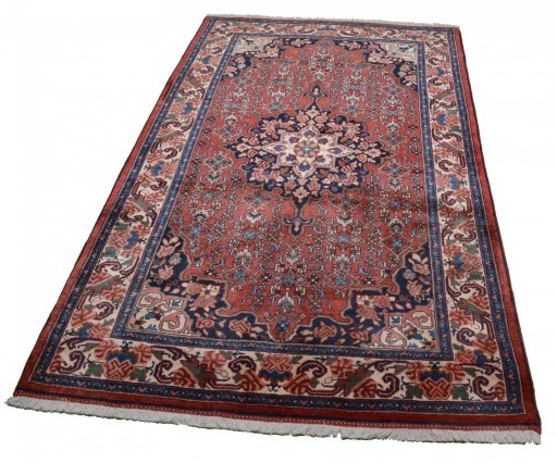 Close-up detail of 2000s Bijar rug from Iran / Persia showing Wool weave