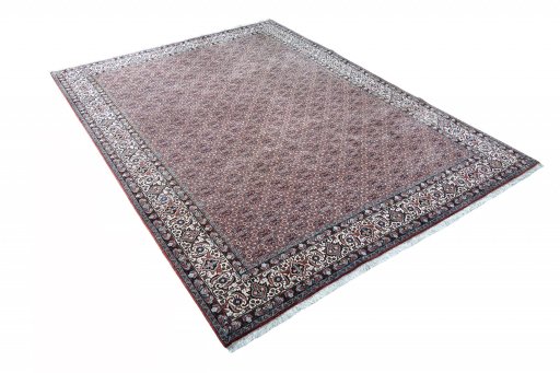 Close-up detail of New Bijar rug from Iran / Persia showing Cork weave