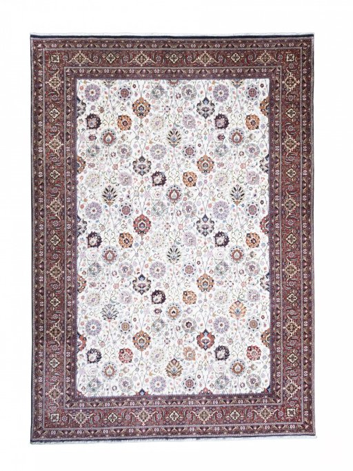 Full view of New Bijar rug from Iran / Persia, 352 × 247 cm in Beige tones