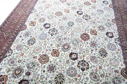 Backside of handmade New Bijar rug showing knot structure and weave density