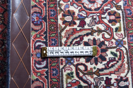 Surface texture of New Bijar rug with natural Cork and intricate pattern