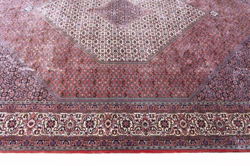 Full view of New Bijar rug from Iran / Persia, 355 × 257 cm in Red tones
