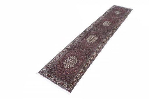 Corner detail of New Bijar rug showing border pattern and Cork pile