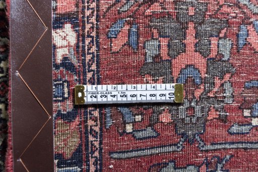 Surface texture of 1970s Bijar rug with natural Wool and intricate pattern