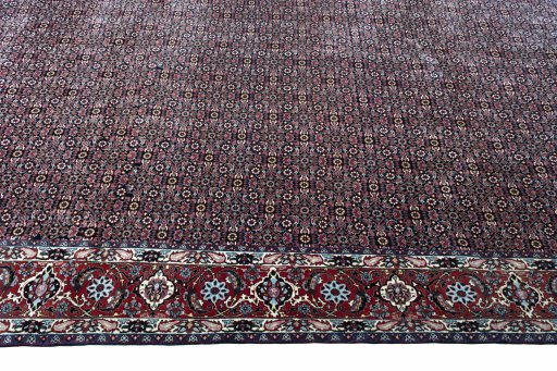 Close-up detail of New Bijar rug from Iran / Persia showing Cork weave