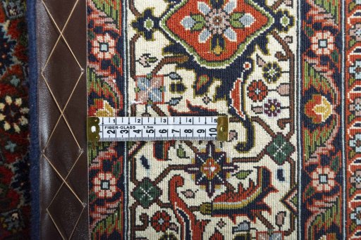 Backside of handmade 2000s Bijar rug showing knot structure and weave density
