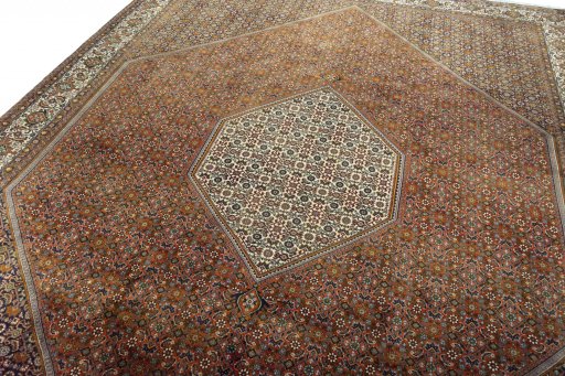 Backside of handmade 2000s Bijar rug showing knot structure and weave density