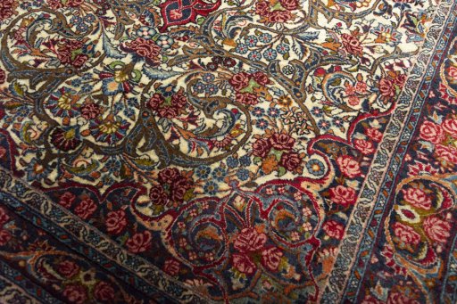 Corner detail of 2000s Bijar rug showing border pattern and Cork pile