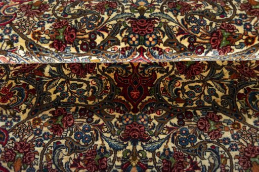 Backside of handmade 2000s Bijar rug showing knot structure and weave density