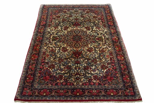 Backside of handmade 2000s Bijar rug showing knot structure and weave density