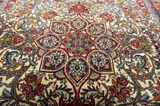 Full view of 2000s Bijar rug from Iran / Persia, 163 × 118 cm in Beige tones