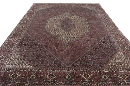Surface texture of New Bijar rug with natural Wool and intricate pattern