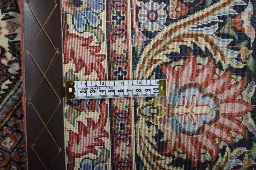 Backside of handmade 2000s Bijar rug showing knot structure and weave density