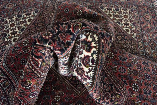 Surface texture of New Bijar rug with natural Cork and intricate pattern