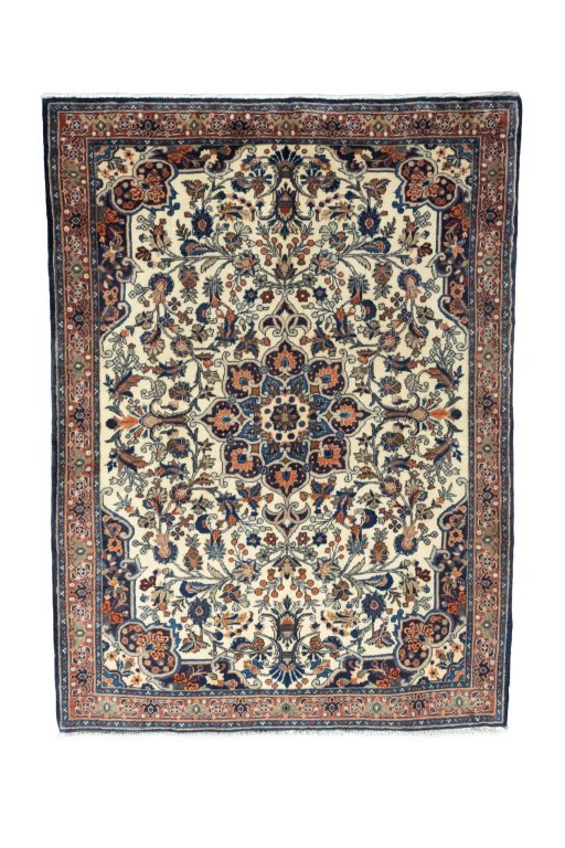 Full view of 2000s Bijar rug from Iran / Persia, 156 × 114 cm in Beige tones