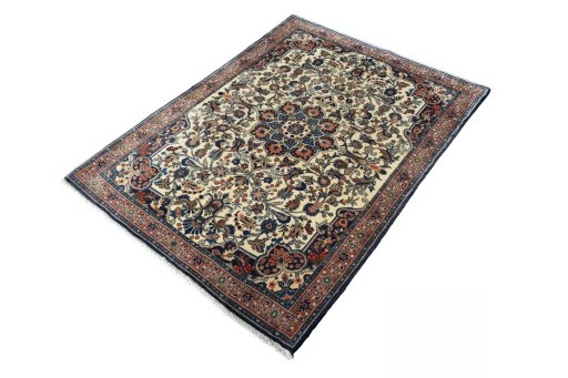 Corner detail of 2000s Bijar rug showing border pattern and Wool pile