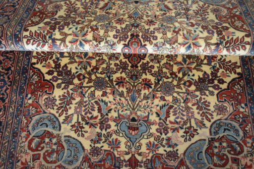 Close-up detail of 2000s Bijar rug from Iran / Persia showing Wool weave