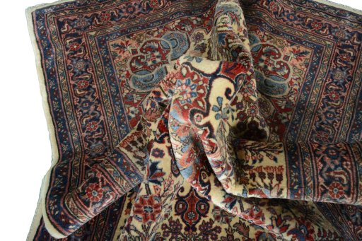 Surface texture of 2000s Bijar rug with natural Wool and intricate pattern