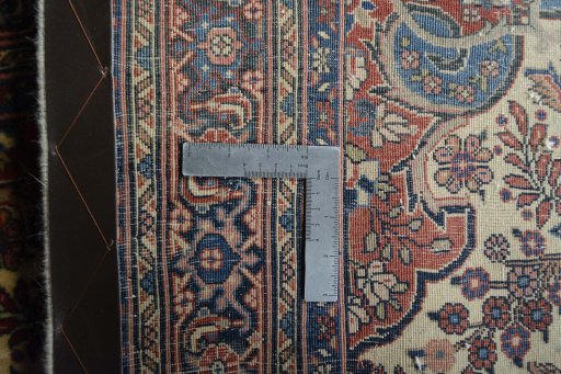 Backside of handmade 2000s Bijar rug showing knot structure and weave density