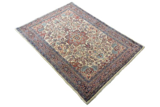 Close-up detail of 2000s Bijar rug from Iran / Persia showing Wool weave