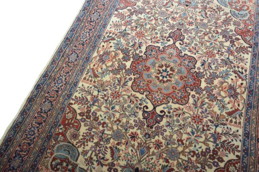 Backside of handmade 2000s Bijar rug showing knot structure and weave density