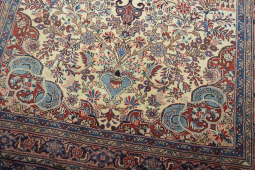Close-up detail of 2000s Bijar rug from Iran / Persia showing Wool weave