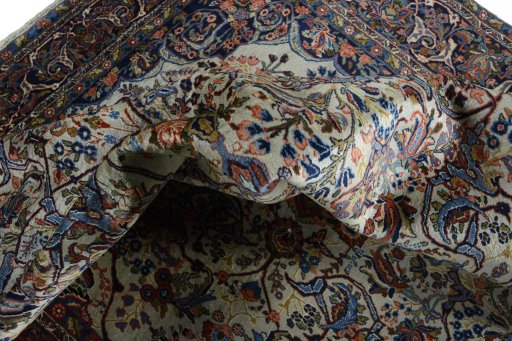 Surface texture of 1970s Bijar rug with natural Wool and intricate pattern
