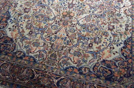 Close-up detail of 1970s Bijar rug from Iran / Persia showing Wool weave