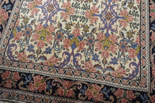 Close-up detail of 2000s Bijar rug from Iran / Persia showing Wool weave
