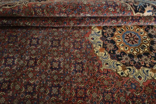 Close-up detail of 1970s Bijar rug from Iran / Persia showing Cork weave