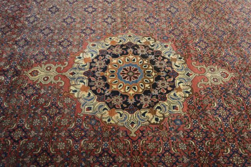Central medallion detail of 1970s Bijar rug from Iran / Persia