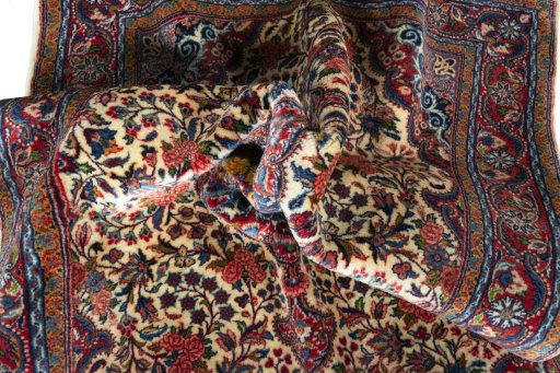 Close-up detail of New Bijar rug from Iran / Persia showing Wool weave