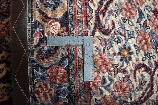 Close-up detail of 2000s Bijar rug from Iran / Persia showing Wool weave