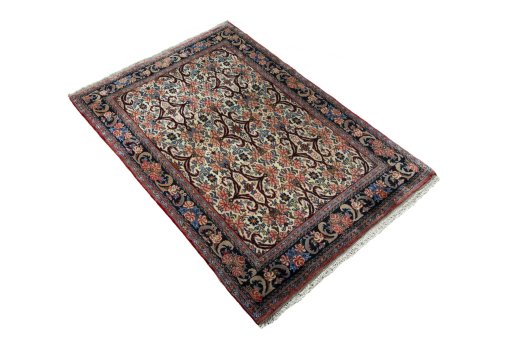 Close-up detail of 2000s Bijar rug from Iran / Persia showing Wool weave