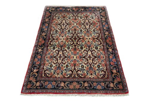 Surface texture of 2000s Bijar rug with natural Wool and intricate pattern