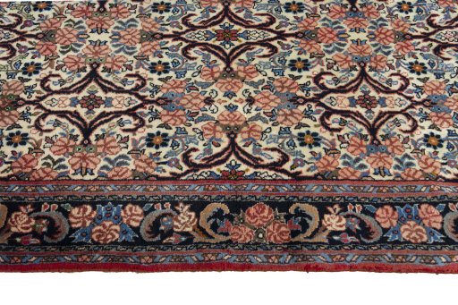 Close-up detail of 2000s Bijar rug from Iran / Persia showing Wool weave