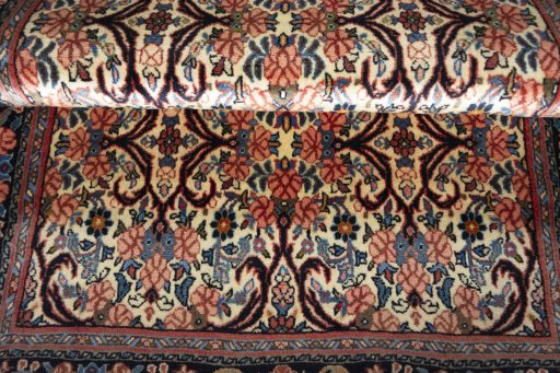 Full view of 2000s Bijar rug from Iran / Persia, 149 × 103 cm in Beige tones