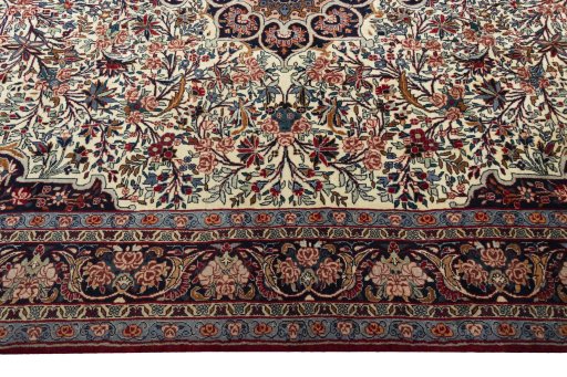Corner detail of 1970s Bijar rug showing border pattern and Wool pile