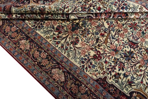 Close-up detail of 1970s Bijar rug from Iran / Persia showing Wool weave