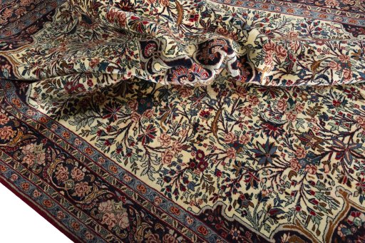 Surface texture of 1970s Bijar rug with natural Wool and intricate pattern