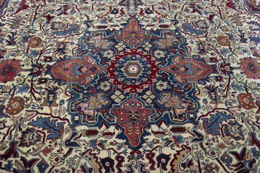Central medallion detail of 1970s Bijar rug from Iran / Persia