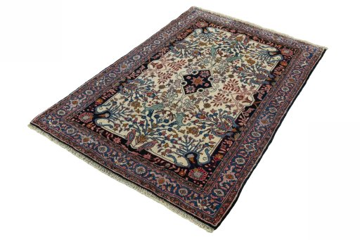 Corner detail of 2000s Bijar rug showing border pattern and Wool pile