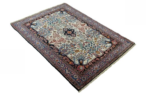 Close-up detail of 2000s Bijar rug from Iran / Persia showing Wool weave
